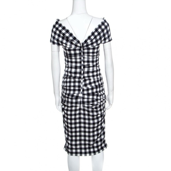 DOLCE & GABBANA Monochrome Gingham
Checked Ruched Bodycon Dress Size 2 - Picture 2 of 8